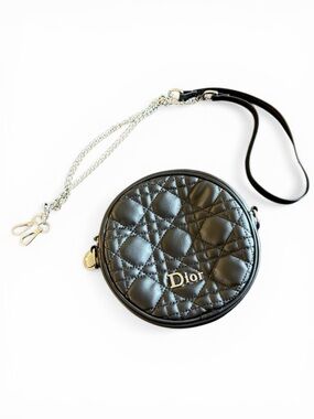 Black Quilted Round Crossbody with Chain Strap